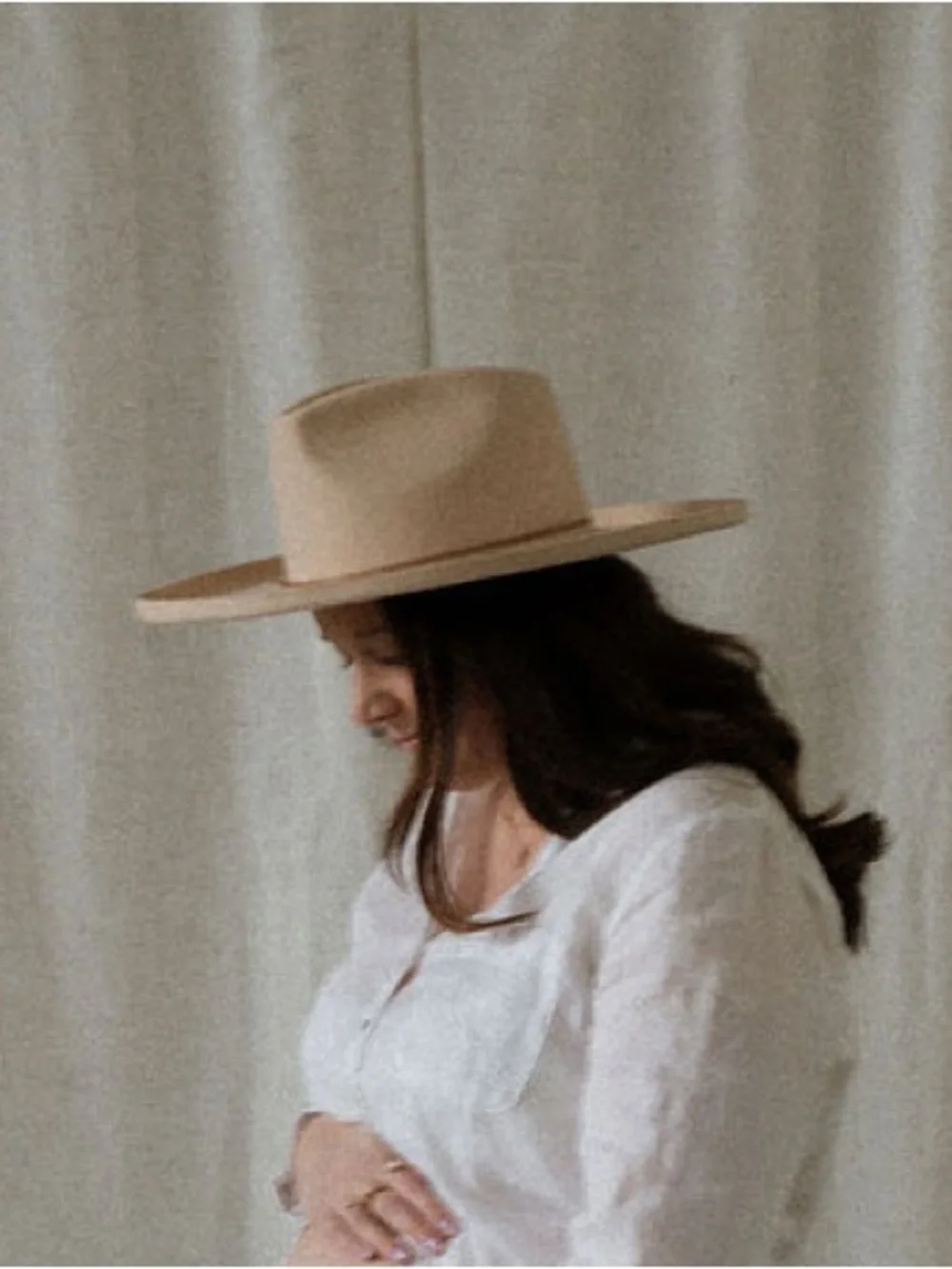 Gigi Pip Amelia Wide-Brim Felt Hat in Cream - Picture 2 of 6